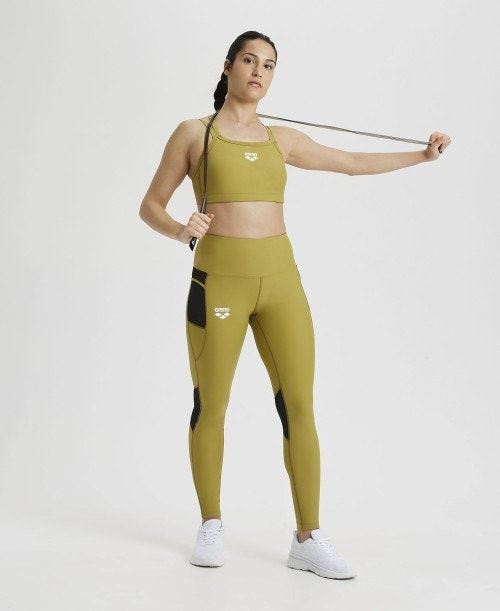 Arena Solid Bra Top Top Dam Olivgröna | TWPFKGN-46