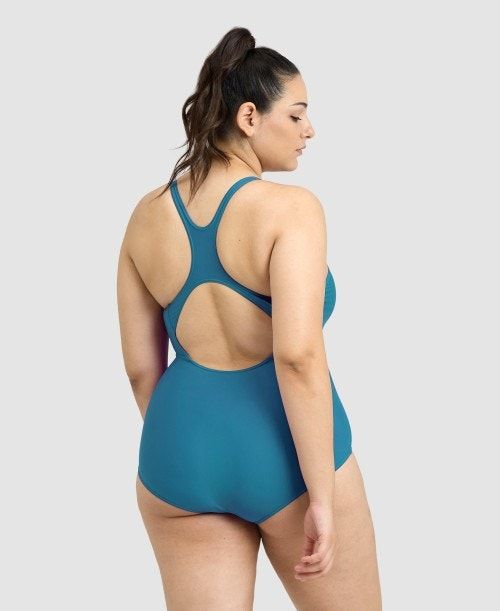 Arena Solid Control Pro Back Plus One Piece Body Dam Mörkturkos | YRGBHDA-46