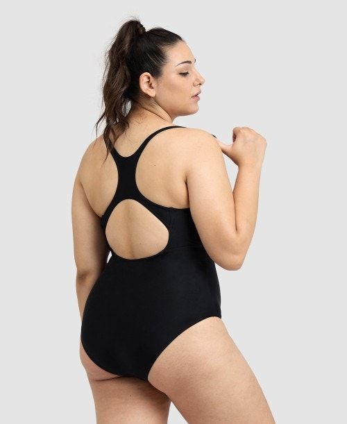 Arena Solid Control Pro Back Plus One Piece Body Dam Svarta | YXPKBQN-19