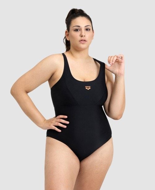 Arena Solid Control Pro Back Plus One Piece Body Dam Svarta | YXPKBQN-19