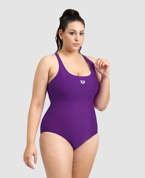 Arena Solid Control Pro Back Plus One Piece Body Dam Lila | CRNUWAJ-76