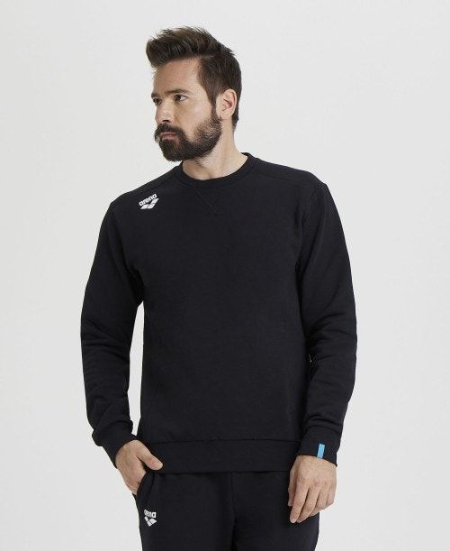 Arena Solid Crewneck Pullover Dam Svarta | EIPKFJS-29