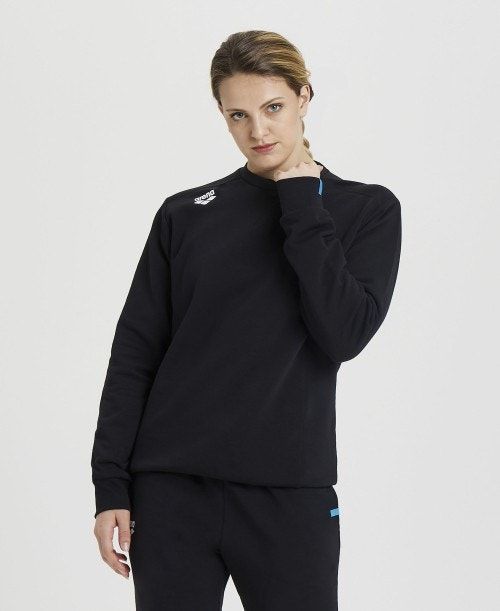 Arena Solid Crewneck Pullover Dam Svarta | EIPKFJS-29