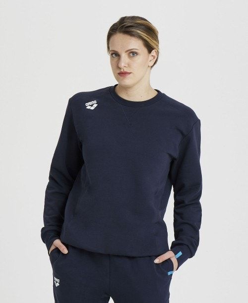 Arena Solid Crewneck Pullover Herr Marinblå | AYSZRTX-04