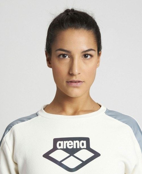 Arena Team Crew Neck Sweatshirt Tröjor Dam Vita Grå | VKSZIGL-47