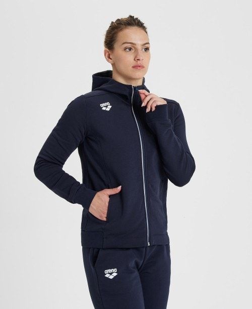 Arena Team Hooded Jacket Panel Jackor Dam Marinblå | LRKGSXM-26