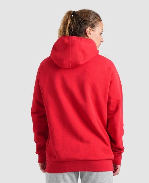 Arena Team Hooded Sweatshirt Panel Tröjor Dam Röda | SQEGWNV-62