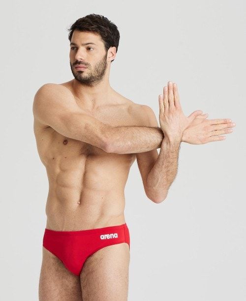 Arena Team Solid Brief Kalsonger Herr Röda Vita | IACFUQL-18