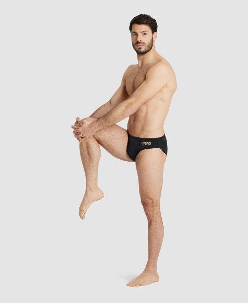 Arena Team Solid Brief Kalsonger Herr Svarta Guld | HBTQGXW-70