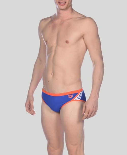 Arena Team Stripe Brief Kalsonger Herr Blå Rosa | IWOGHNJ-53