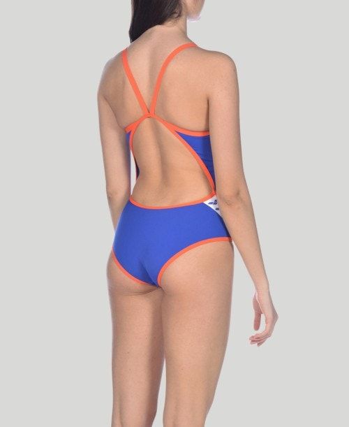 Arena Team Stripe Super Fly Back One Piece Body Dam Blå Rosa | UFOWHJP-58