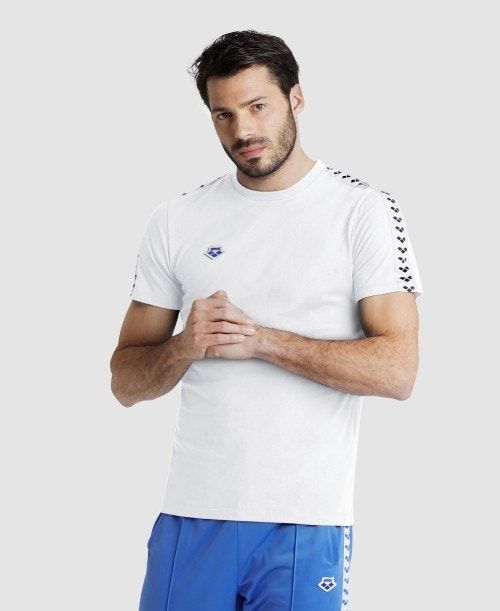 Arena Team Us T-shirt Shorts Herr Vita Vita Svarta | PHXJETA-89