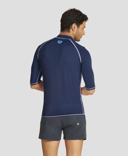 Arena T-shirt Rash Guard Shorts Herr Marinblå | MXPGZLY-48