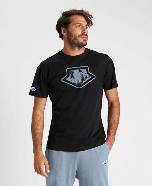 Arena Uni T-shirt Shorts Herr Svarta | ZKMLCAS-10