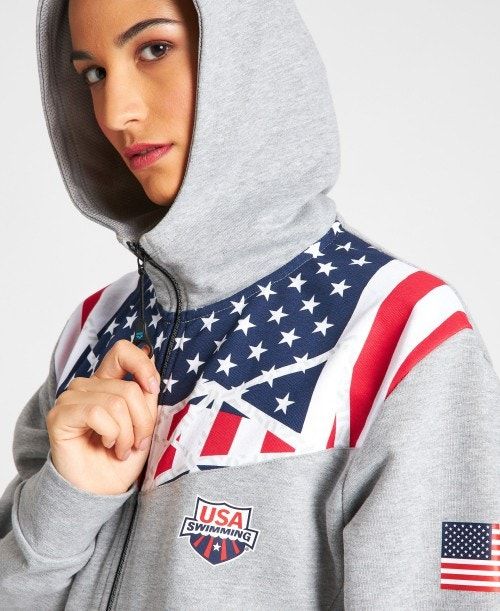 Arena Usa Swimming Team Kit Hooded Zip Jacket Jackor Herr Grå | XHPGEQT-15