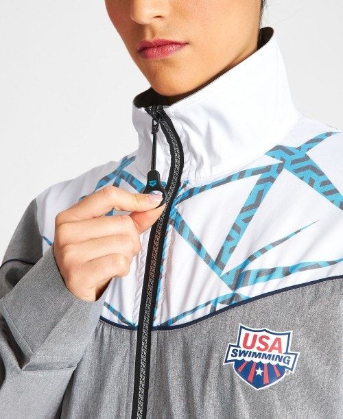 Arena Usa Swimming Team Kit Og Demin Warm Up Jacket Jackor Herr Grå Blå | IEYATBK-84