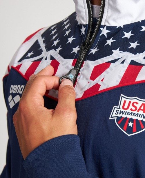 Arena Usa Swimming Team Kit Warm Up Jacket Jackor Herr Marinblå Vita | PGSVUEK-32